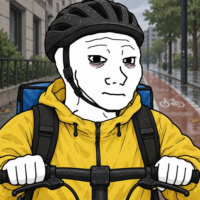 Bicycle Food Courier Wojak artwork