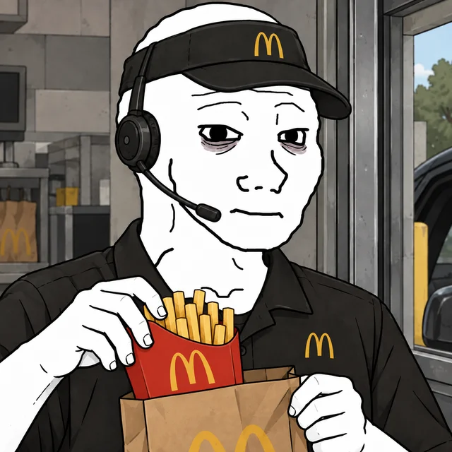 McDonald's Drive-Through Employee Wojak artwork