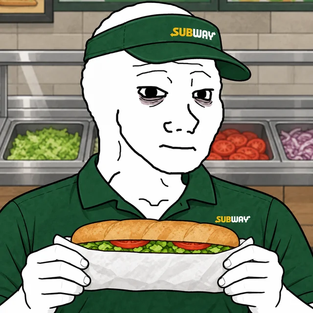 Subway Sandwich Artist Wojak artwork
