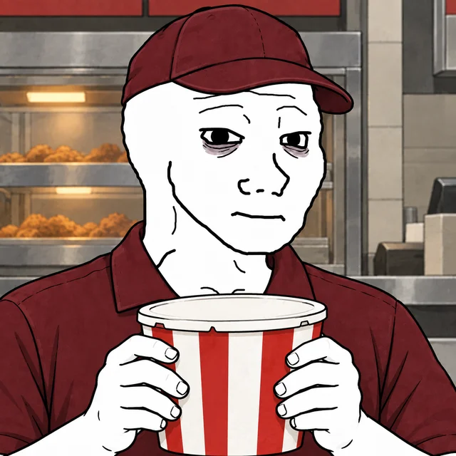 Fried-Chicken Counter Worker Wojak artwork