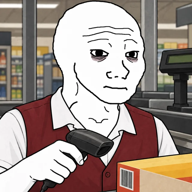 Supermarket Cashier Wojak artwork