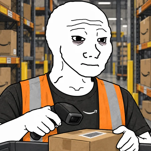 Amazon Warehouse Picker Wojak artwork