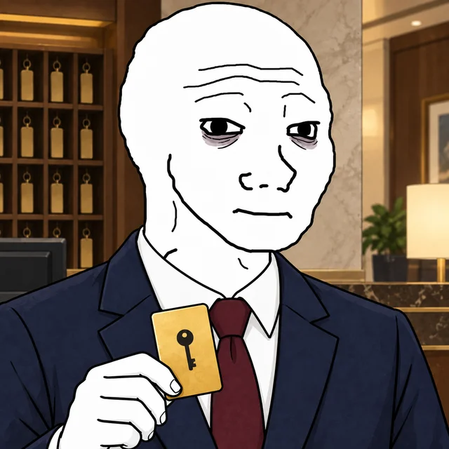 Hotel Front-Desk Clerk Wojak artwork